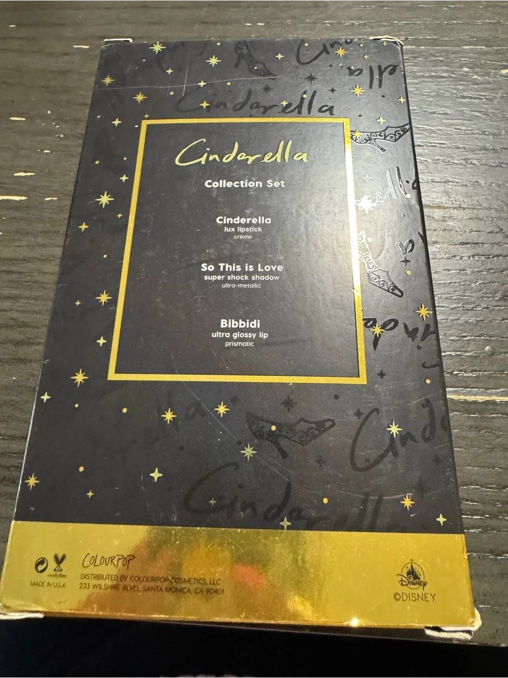 ColourPop Cinderella Collection Set - Black & Gold Packaging